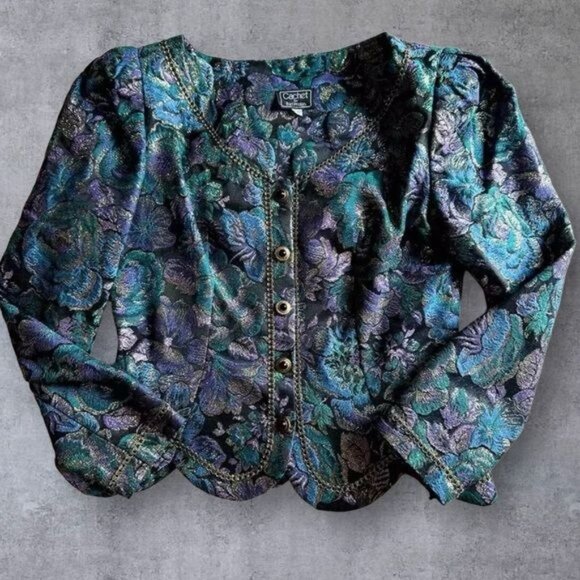 Elegant Cachet by Bari Protas Brocade Jacket - Picture 6 of 7